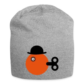 Orange im Uhrzeigersinn - Jersey-Beanie - Grau meliert - Vorne