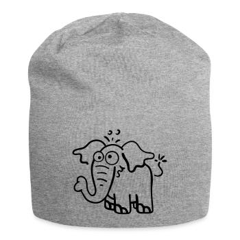 Knuffiger Elefant - Jersey-Beanie - Grau meliert - Vorne