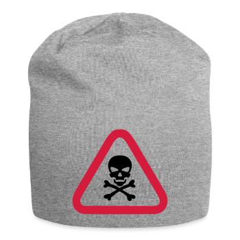 skull danger triangle panel 280) - Jersey Beanie - heather grey - Front