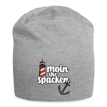 Moin ihr Spacken - Leuchtturm & Anker Geschenk - Jersey-Beanie - Grau meliert - Vorne