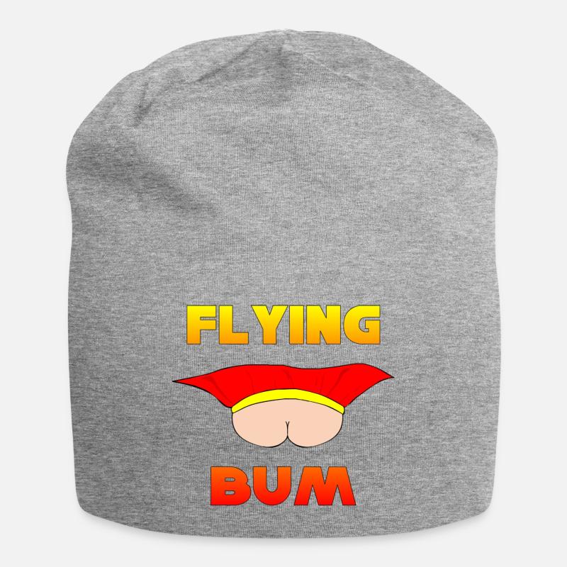 Flying Bum (face dessus) avec texte - Bonnet en jersey - gris chiné