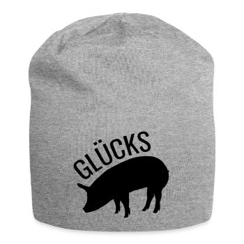 Glücksschwein Glück Sau Vektor Farbe wählbar - Jersey-Beanie - Grau meliert - Vorne