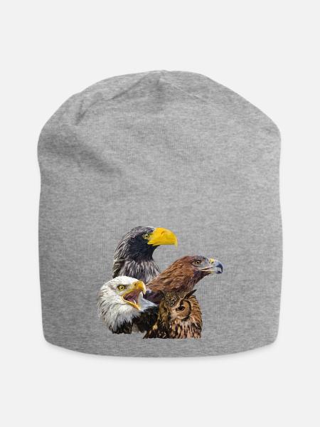 Greifvögel - Jersey-Beanie - Grau meliert