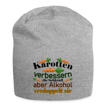 Karotten verbessern die Sehkraft aber Alkohol - Jersey-Beanie - Grau meliert - Vorne