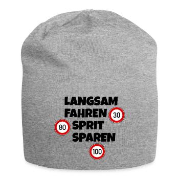 Langsam fahren - Sprit sparen - Tempolimit - Jersey-Beanie - Grau meliert - Vorne