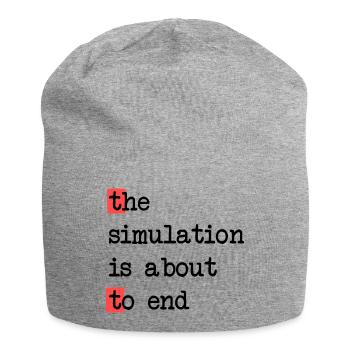 Das Ende der Simulation, Sci-Fi Matrix Humor Shirt - Jersey-Beanie - Grau meliert - Vorne