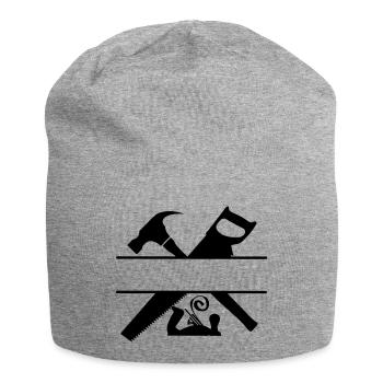 Scie à marteau et raboteuse logo de charpentier - Bonnet en jersey - gris chiné - Devant