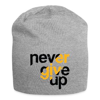 Never Give Up Motivationsspruch - Jersey-Beanie - Grau meliert - Vorne