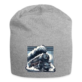 The Power of Steam - Graphic of a Steam Locomotive - Jersey Beanie - heather grey - Front
