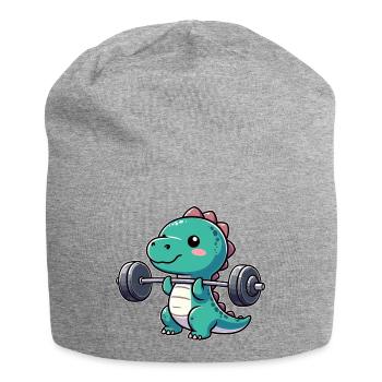 Dino T-Rex Workout Haltère Développé couché Design - Bonnet en jersey - gris chiné - Devant