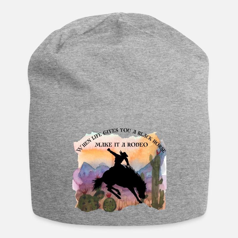 Schwarzes Pferd - Jersey-Beanie - Grau meliert