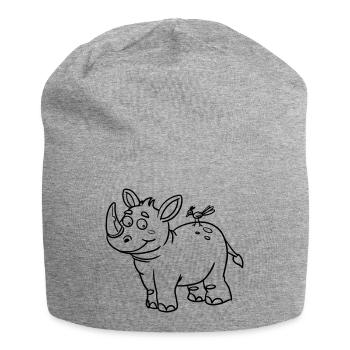 Rhino Kawaii coloring page hand-illustrated - Jersey Beanie - heather grey - Front