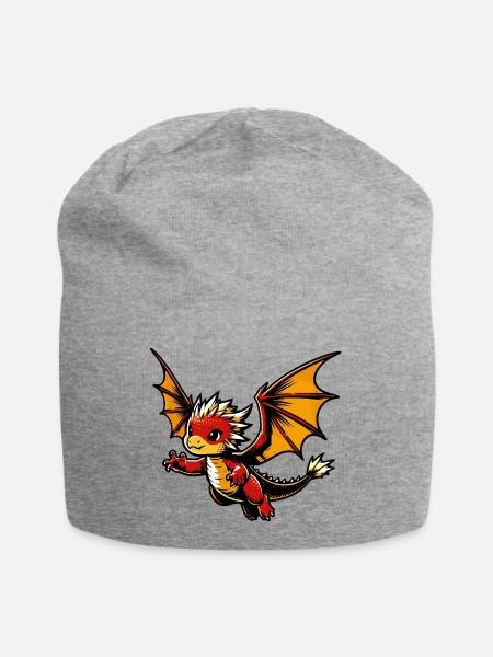 Drache - Jersey-Beanie - Grau meliert