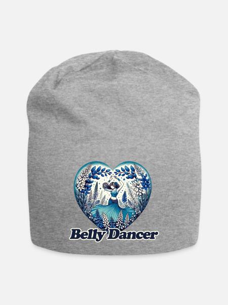 Blaue Blumen Bauchtänzerin Hafla - Jersey-Beanie - Grau meliert
