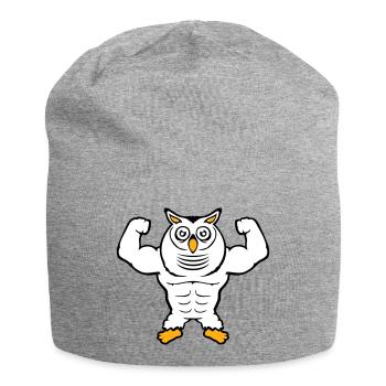 Owl Bodybuilder Muscles Biceps Poses Gym Rat Cool - Jersey Beanie - heather grey - Front