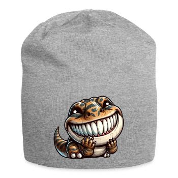 Mignon timide timide dinosaure dessin animé - Bonnet en jersey - gris chiné - Devant