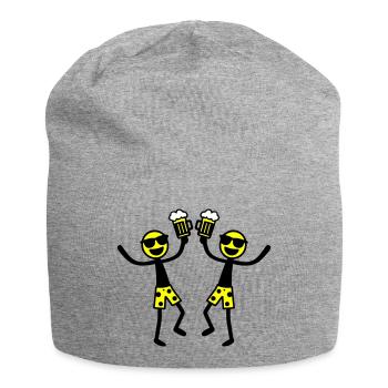 Strichmännchen Bier Party Urlaub - Jersey-Beanie - Grau meliert - Vorne