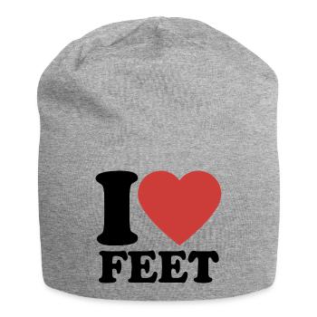 J’aime les pieds - Cœur - Pied - Bonnet en jersey - gris chiné - Devant