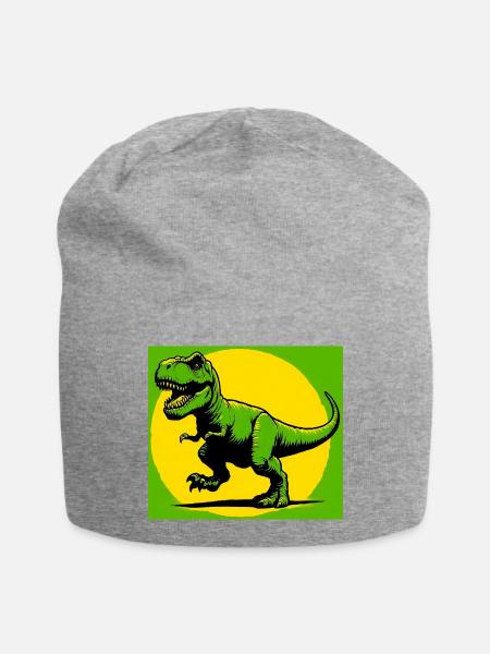 Dinosaurier - Jersey-Beanie - Grau meliert