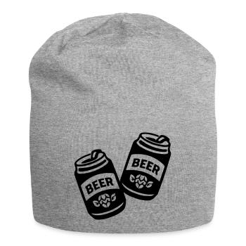 Zwei Bierdosen Schwarz Symbol - Jersey-Beanie - Grau meliert - Vorne