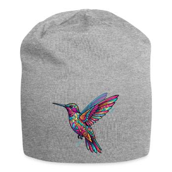 Kaleidoscope Hummingbird Pattern Colorful Hummingbird Flying - Jersey Beanie - heather grey - Front