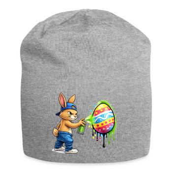 Graffiti Hase mit Osterei - Jersey-Beanie - Grau meliert - Vorne