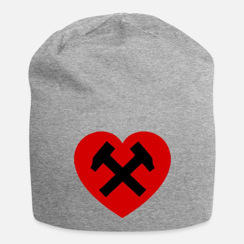 Herz mit Hammer und Sichel - Jersey-Beanie - Grau meliert