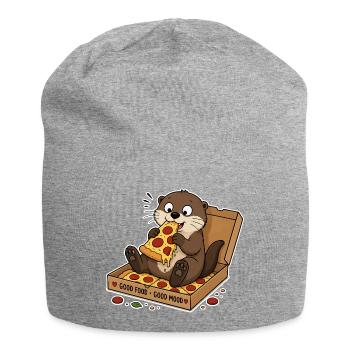 Otter with pizza: snack pleasure in a carton - Jersey Beanie - heather grey - Front