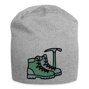 Wanderschuhe Eispickel Bergsteiger Alpen Wanderer - Jersey-Beanie - Grau meliert - Vorne