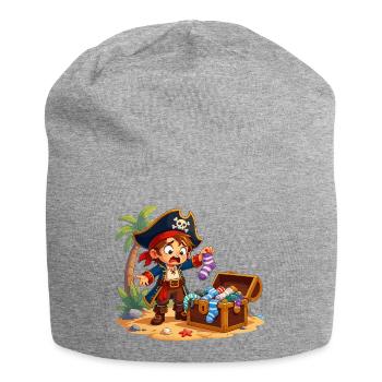 Garçon pirate et trésor en chaussettes - Bonnet en jersey - gris chiné - Devant