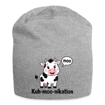  Kuh Moo Nikation Lustige Kuh Für Kinder Bauernhof - Jersey-Beanie - Grau meliert - Vorne