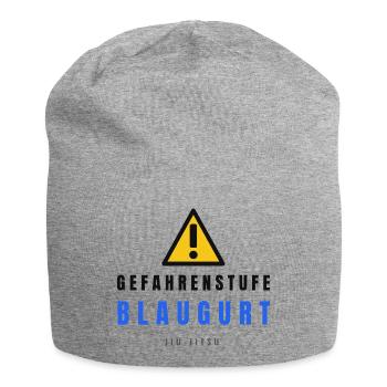 Gefahrstufe BlauGurt JiuJitsu - Jersey-Beanie - Grau meliert - Vorne
