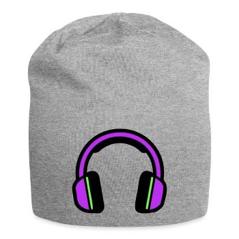 Musik Kopfhoerer Silhouette - Jersey-Beanie - Grau meliert - Vorne