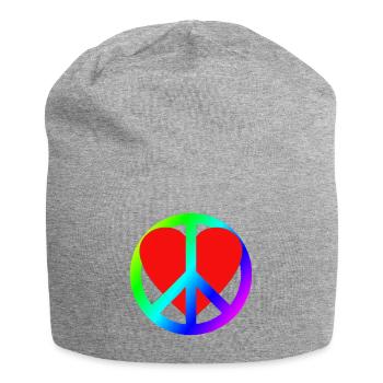 Heart Peace Rainbow Symbol - Jersey Beanie - heather grey - Front