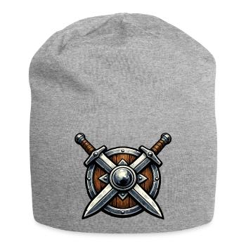 Cross Blades Shield Emblem - Jersey Beanie - heather grey - Front
