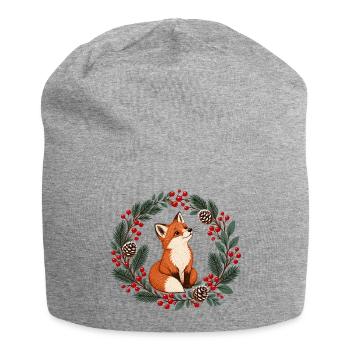 Fuchs im Winterkranz - Jersey-Beanie - Grau meliert - Vorne