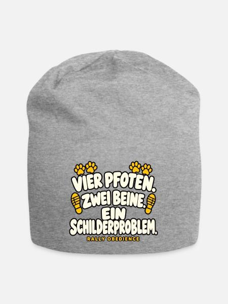 Vier Pfoten zwei Beine ein Schilderproblem - Jersey-Beanie - Grau meliert