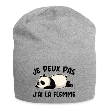 Je Peux Pas J'ai La Flemme Cadeau Drôle Panda - Bonnet en jersey - gris chiné - Devant