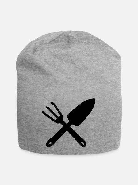 Harke und Schaufel Werkzeug Garten Farbe wählbar - Jersey-Beanie - Grau meliert