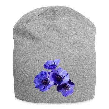blaue Blumen - Jersey-Beanie - Grau meliert - Vorne