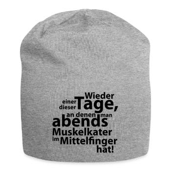  Muskelkater im Mittelfinger - Jersey-Beanie - Grau meliert - Vorne