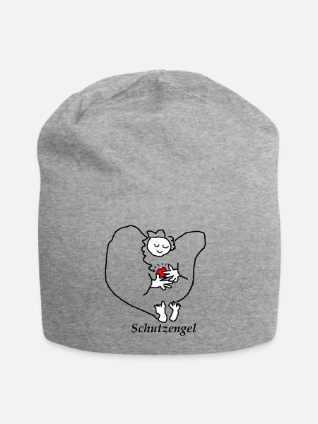Schutzengel mit Herz - Jersey-Beanie - Grau meliert