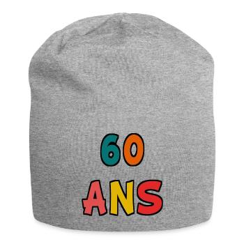 60. 60 ANS. 60e ANNIVERSAIRE. ANNIVERSAIRE 60 ANS. - Bonnet en jersey - gris chiné - Devant