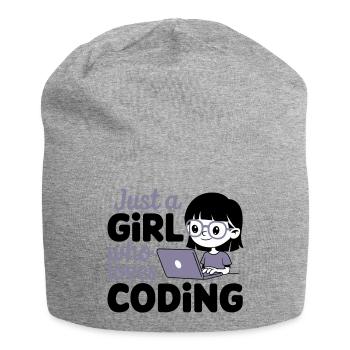Just a Girl Who Loves Coding - Jersey Beanie - heather grey - Front
