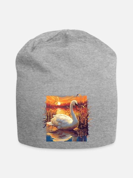 Schwäne Schwan - Jersey-Beanie - Grau meliert