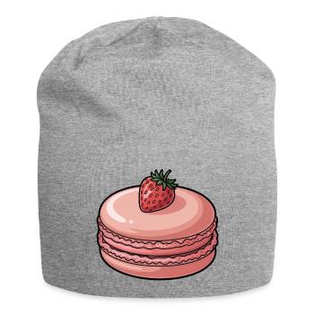 Strawberry Macaron Dessert - Jersey Beanie - heather grey - Front