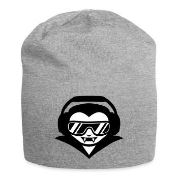 Vampir DJ mit Kopfhörern und Sonnenbrille - Jersey-Beanie - Grau meliert - Vorne