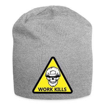 Danger Work, Kill sign with a helmeted skull - Jersey Beanie - heather grey - Front