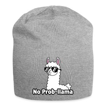 Llama with Sunglasses No Prob Mom - Jersey Beanie - heather grey - Front
