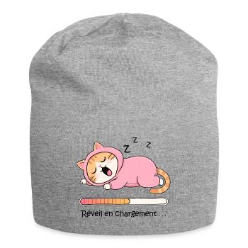 Aufladen des Katzenweckers - Jersey-Beanie - Grau meliert - Vorne